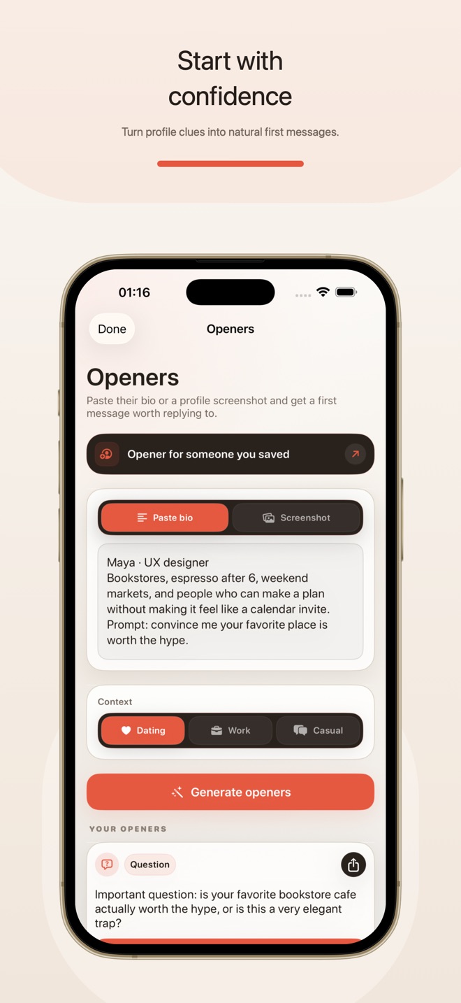 Cue App Store preview: start a conversation with confidence